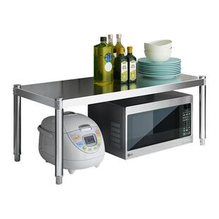 单层不锈钢厨房落地置物架台面微波炉钢架子一层支架矮架增高支撑