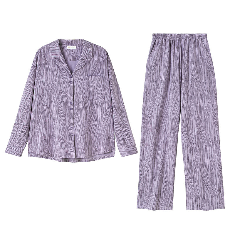 妮狄娅春秋季简约开衫家居服套装