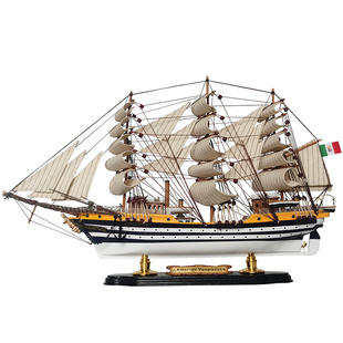 一帆风顺帆船摆件现代轻奢工艺船木质模型办公室乔迁摆件仿真装饰