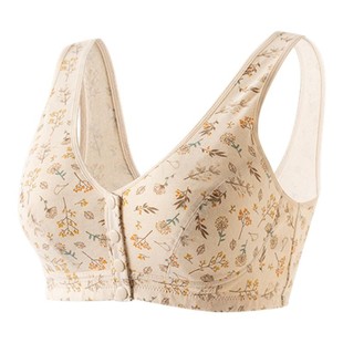 顶瓜瓜阳光彩棉前开扣老年文胸顶呱呱固定杯垫无钢圈防凸点胸罩