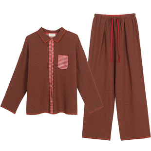 100棉 双层提花秋季厚款 经典款型纯棉家居服套装  朵朵可可