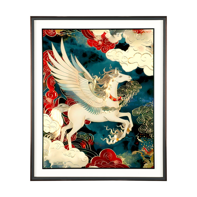 入户玄关中式独角兽飞马装饰画