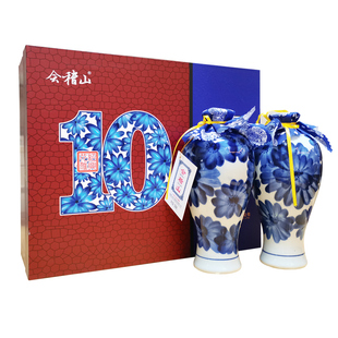 绍兴花雕酒会稽山黄酒十年陈手工糯米加饭酒500mlx2瓶装礼盒老酒