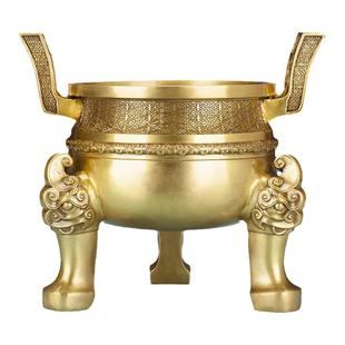 铜鼎摆件纯黄铜楚大鼎三足圆鼎香炉办公室家居装饰品乔迁开业礼品