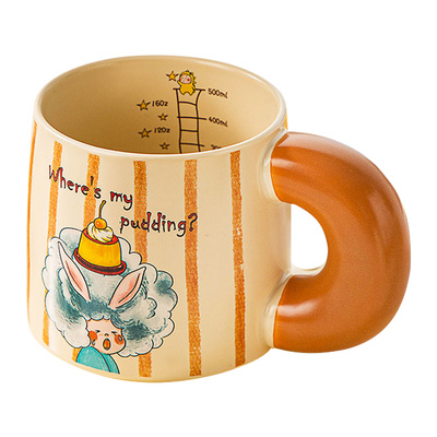 胖把手星星人牛奶杯陶瓷创意水杯