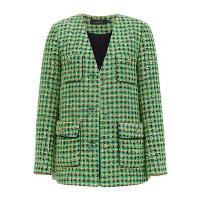 iammix27粗花毛呢小香风V领西服