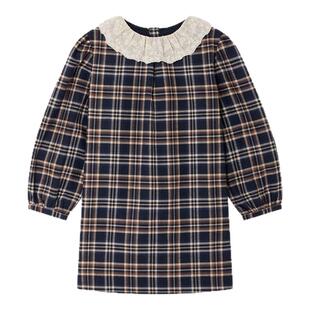 【新品】Bonpoint2026秋冬女大童格纹刺绣领边连身裙小樱桃童装
