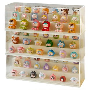 萌粒展示收纳盒透明亚克力防尘盲盒娃娃摆件手办展示架展示柜