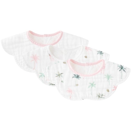 【商场同款】英氏婴儿口水肩纯棉抗菌三件装新款宝宝吃饭围脖