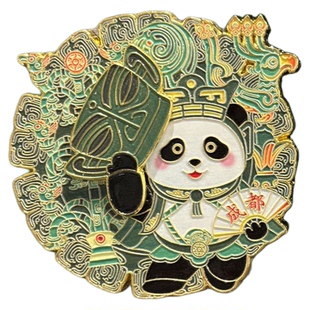 三星堆熊猫变脸冰箱贴金属磁吸贴文创纪念品四川旅游伴手礼送老外