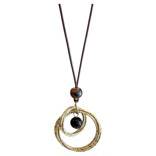 金色虎眼石长款吊坠项链女款轻奢高级感气质毛衣链适合冬天的配饰