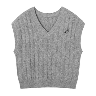 伊芙丽彩点绞花针织背心老钱风基础百搭打底衫