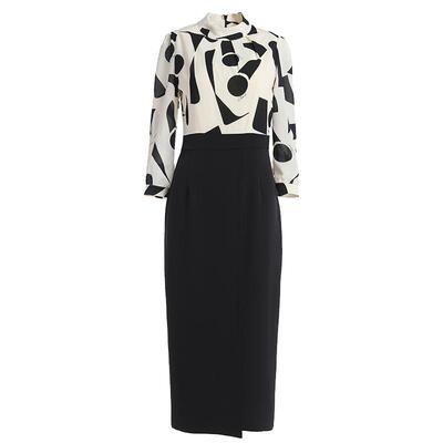 气质假两件一步包臀连衣裙