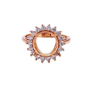 戴妃款戒指空托925纯银镀18k金戒托活口裸石镶嵌圆形4*4-15*15mm