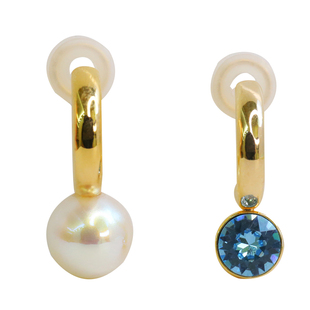 MISS HELEN施华家水钻珍珠AB版不对称无耳洞硅胶耳夹耳钉耳环女