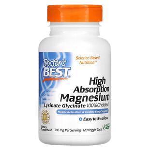 香港直发Doctor's best金达威高吸收镁肌肉放松助睡眠120粒