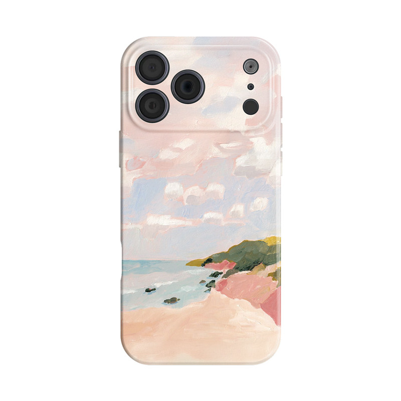 粉色海岸~油画艺术ins适用iphone17promax手机壳苹果16华为nova14小米15自然opporeno13菲林vivox200一加ace6