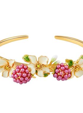 Juicy Grape设计师款花朵珐琅手镯法式轻奢小众首饰甜美女生礼物