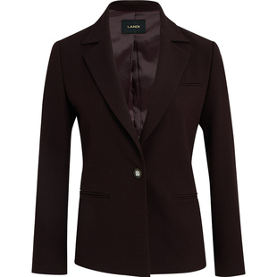 [精工立裁]LANDI深紫红色含羊毛收腰西装外套女冬新品