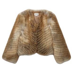 皮草外套女车条款编织上衣秋冬上新爆款红狐狸真皮毛一体V领韩系