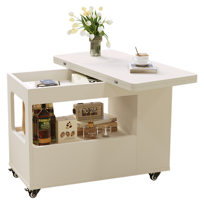 可移动折叠茶几客厅边几小推车小户型沙发侧边柜多功能茶桌奶油风