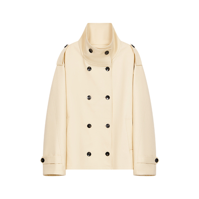 双排扣宽松廓形风衣羽绒服