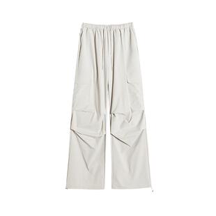 白色工装裤女款春秋2026新款速干裤子美式运动卫裤酷飒风阔腿裤夏