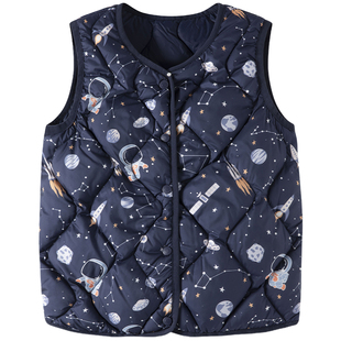 波姆熊儿童羽绒马甲2025秋冬季新款宝宝男童两面穿保暖马夹超柔