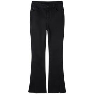 U/TI黑色复古棉感喇叭裤女装百搭烫钻修身牛仔裤尤缇2025春季新款