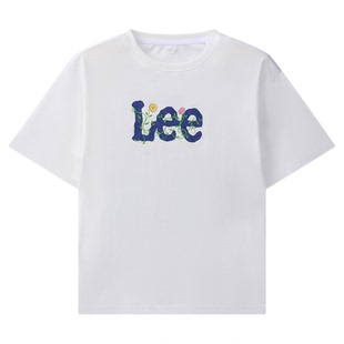 Lee kids儿童夏季新款纯棉短袖t恤男女童中大童上衣印花透气休闲