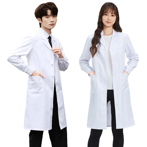 白大褂男女同款短袖夏季薄款隔离衣口腔护士长袖化学实验室研究生