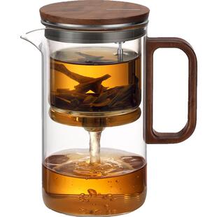 邦田 全玻璃内胆飘逸杯 磁吸旋转茶水分离过滤泡茶壶家用茶具茶杯