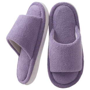 四季春秋开口女士棉拖鞋室内居家防滑厚底木地板透气情侣卧室拖鞋