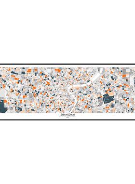 鳟鱼 定制城市地图卧室横版抽象装饰画床头画 客厅后背景墙挂画