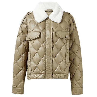 【菲妮尔Fairy】时尚休闲短款轻薄羽绒服仿貂毛毛领拼接保暖外套