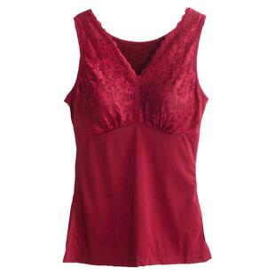 大码保暖背心女加绒加厚加大一体绒马甲带胸垫中老年200斤秋冬季