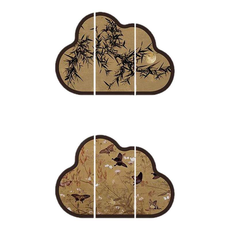 中古风墨竹小屏风桌面摆件