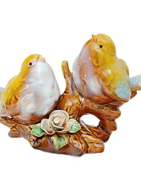 卧室摆件卡通双鸟工艺品陶瓷现代