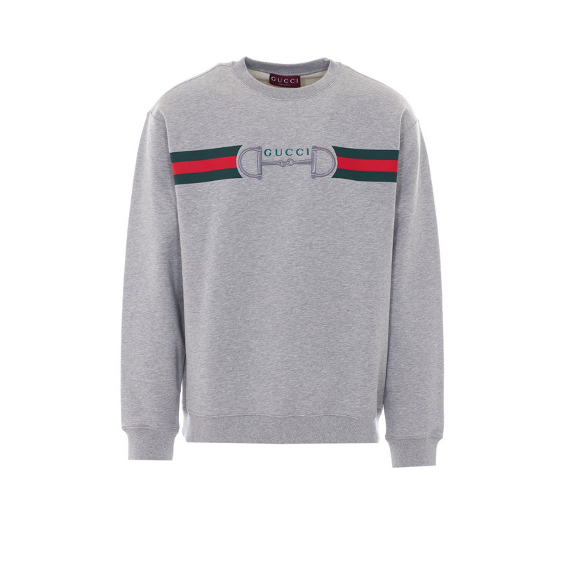 GUCCI 古驰 男士灰色马衔扣圆领卫衣 26春夏新款 意大利代购 正品