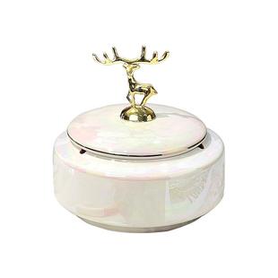 轻奢高级感烟灰缸带盖创意陶瓷客厅家用烟缸创意防飞灰缸家居摆件