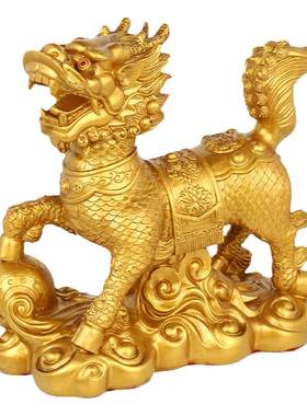 树脂麒麟摆件送子一对招财保平安