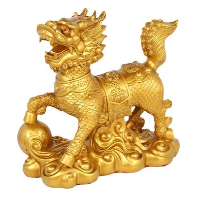 树脂麒麟摆件送子一对招财保平安