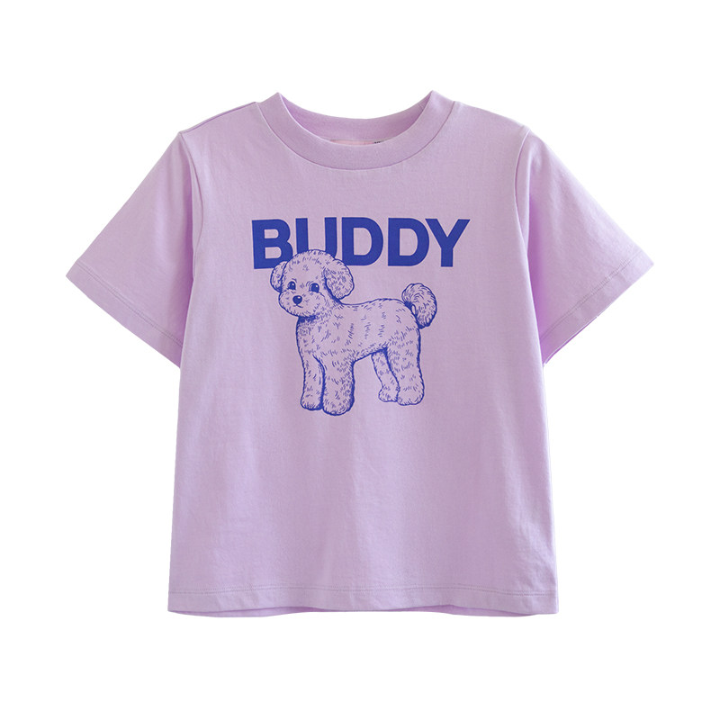 ILOVEJ韩国童装夏季女童小狗印花短袖T恤纯棉儿童上衣JXUTO18