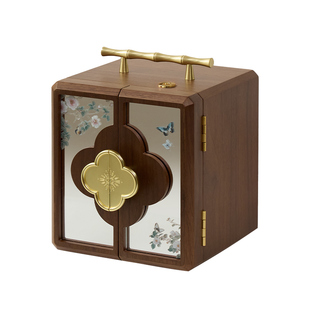 梵瀚 带锁木质黄金首饰盒国潮结婚情人节礼物高档精致饰品收纳盒