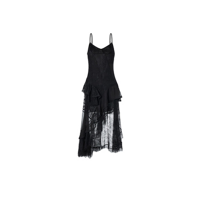 LEDIMWANG拼贴吊带蕾丝连衣裙