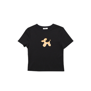 气球狗balloon dog印花正肩T恤设计感修身显瘦纯棉短款上衣