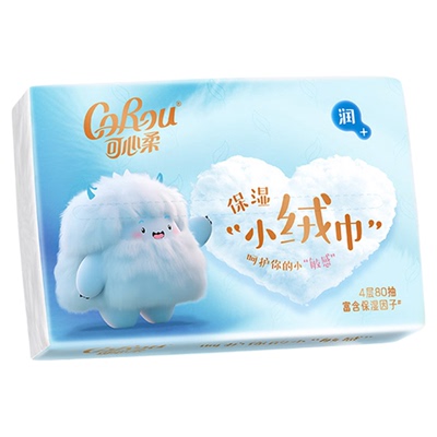 可心柔牌小绒巾保湿纸面巾80抽*4包V9213