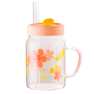 一人饮冷水壶玻璃吸管杯果汁壶高硼硅耐高温凉水杯家用蓄水饮料杯