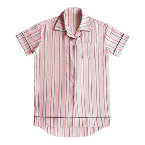 纳茉条纹短袖睡衣全棉睡裙家居服