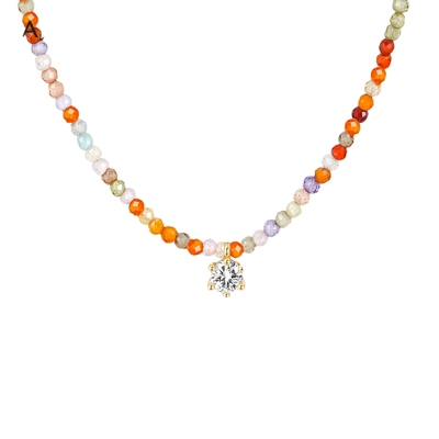 阿吉豆项链女彩色多巴胺吊坠颈链
